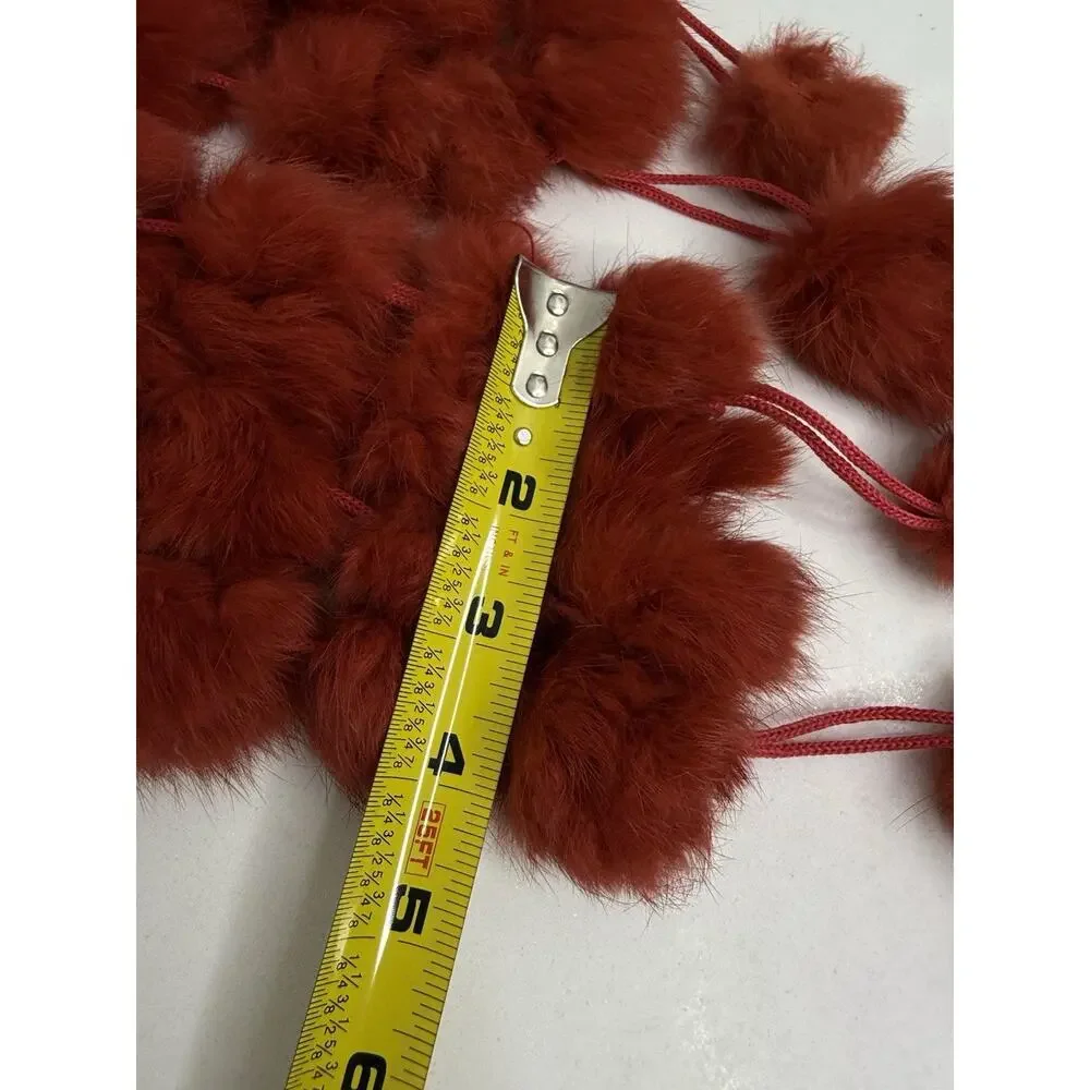 NWOT Adrienne Landau Scarf Holiday Red Pom-Pom Scarf Neck Warmer Rabbit Fur $120